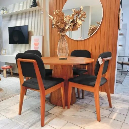 Mesa Redonda Malva 110 Mel com 4 Cadeiras Gaya - Receba Hoje  - Foto 2