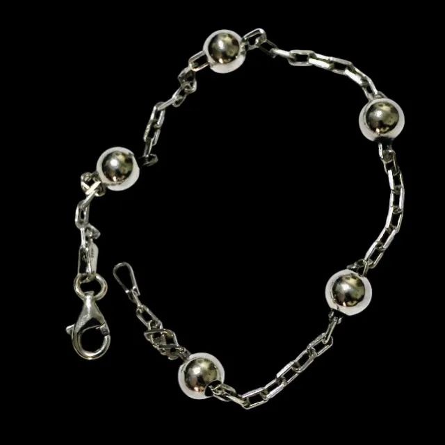 Pulseira de Prata Polida Com Elo Cartier e Bolinhas - Foto 5