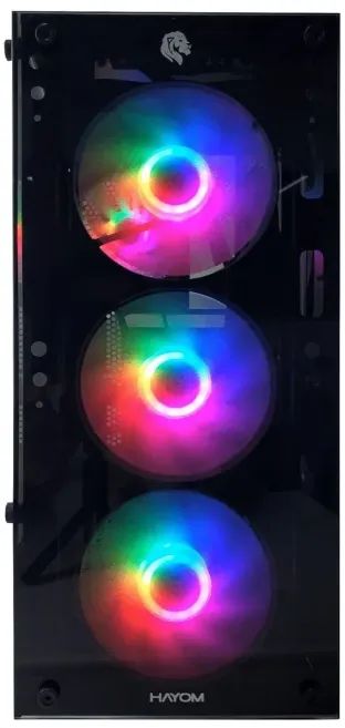 Gabinete gamer Hayom, com 4 fans, mid, vidro temperado, novo, lacrado! - Foto 3