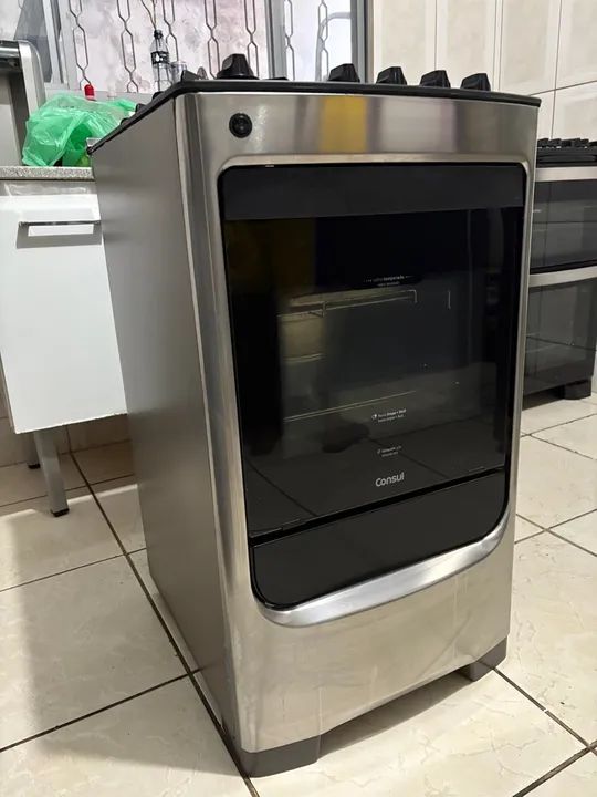 Fogão Cônsul 4 bocas - mesa de vidro - inox