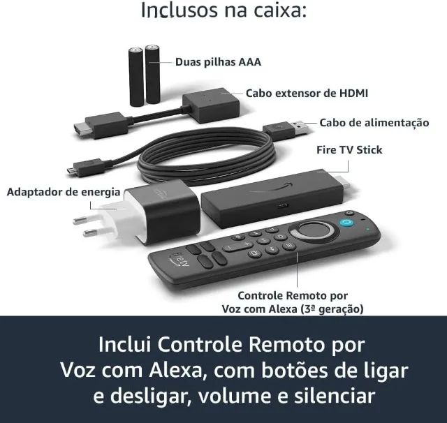 Fire TV Stick 3 geração de voz Full HD 8GB preto lacrado - Foto 4