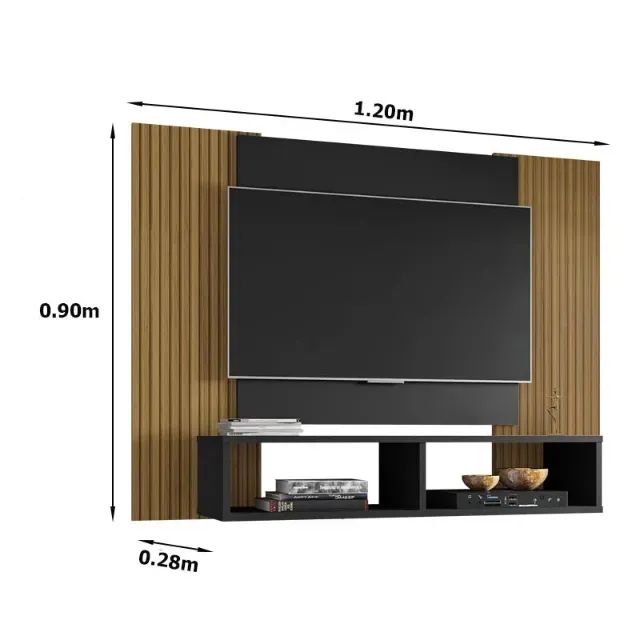 !!! ENTREGA GRATIS !!! Painel Navi para TV até 47 Polegadas Preto Ripado Bechara - Foto 3