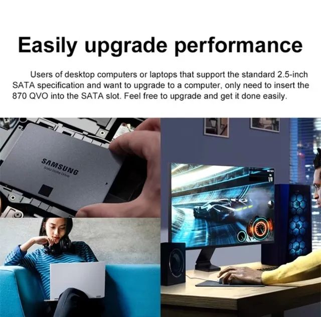 ssd sata samsung 4 TB 870 QVO 2.5 upgrade macbook pc notebook imac qual eficiência máquina - Foto 3