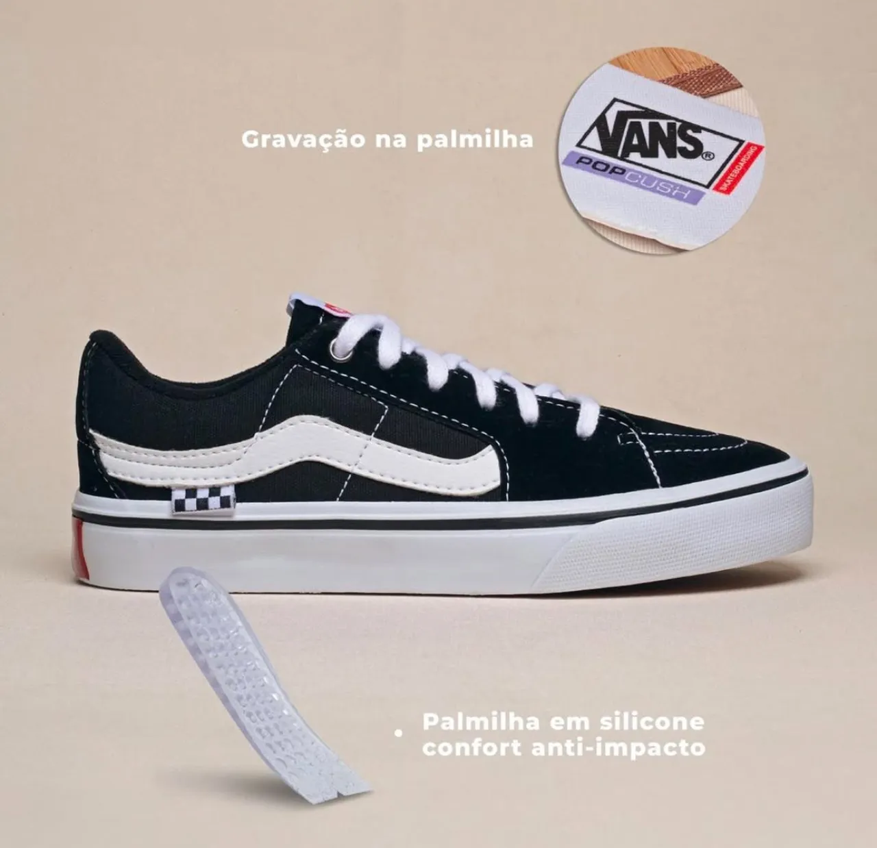Tênis Vans Sk8 Low Black True White