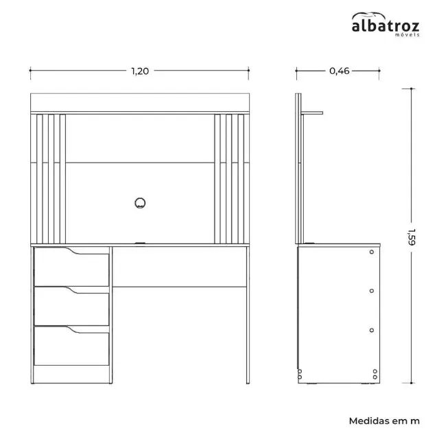Escrivaninha 3 Gavetas com Painel para TV até 42" nOVO ENTREGAMOS - Foto 2
