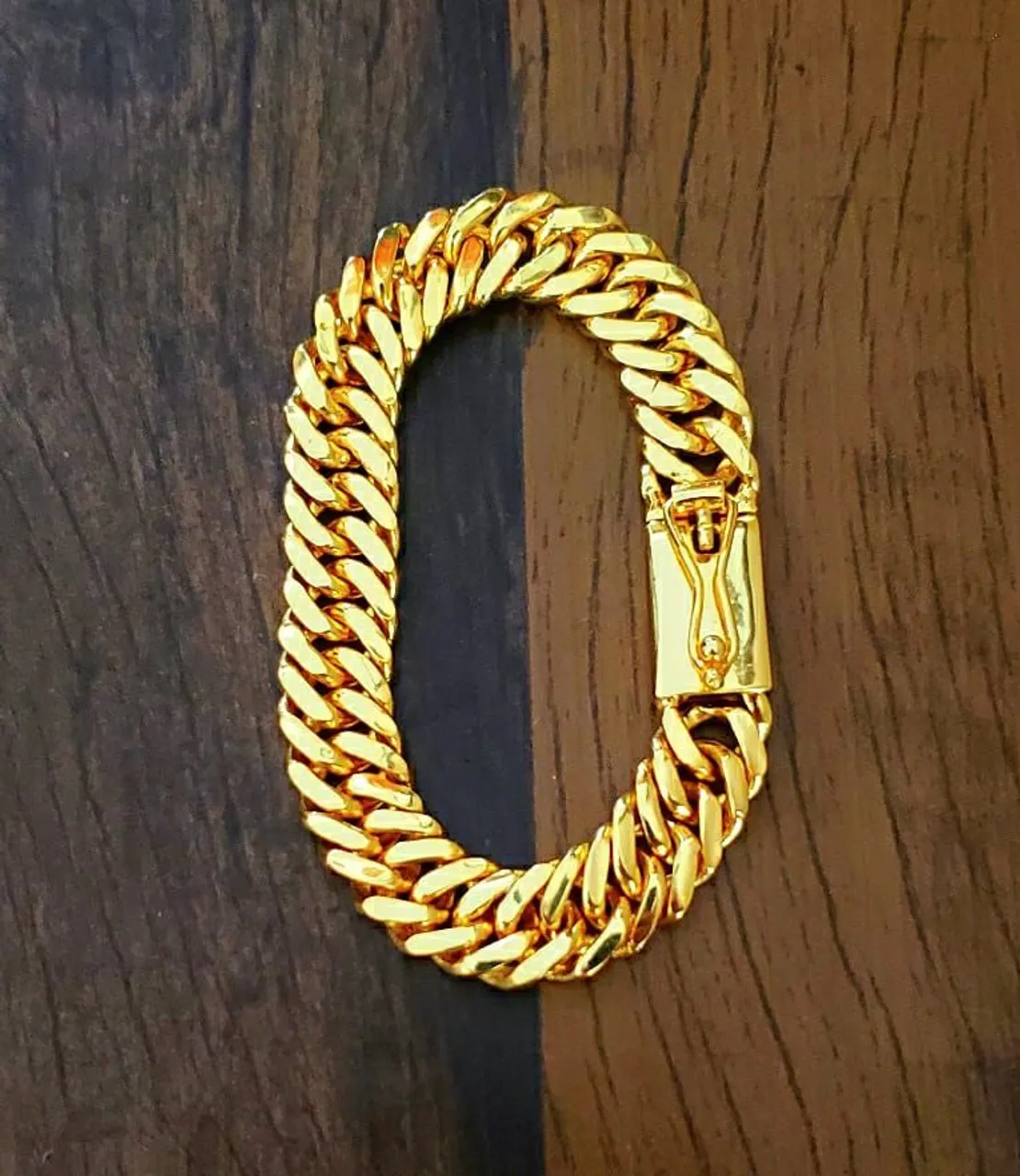Linda pulseira 13mm banhada a ouro 18k nova