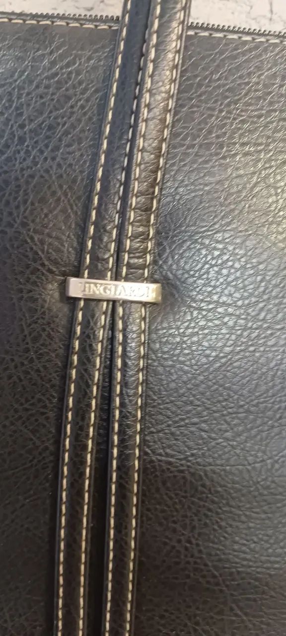 Bolsa preta de couro legítimo  - Foto 2