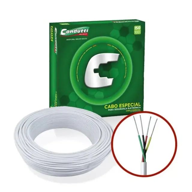 Cabo de Alarme Multicores 2 Pares 4x0,50mm Alumínio Cobreado caixa 100M Condutti