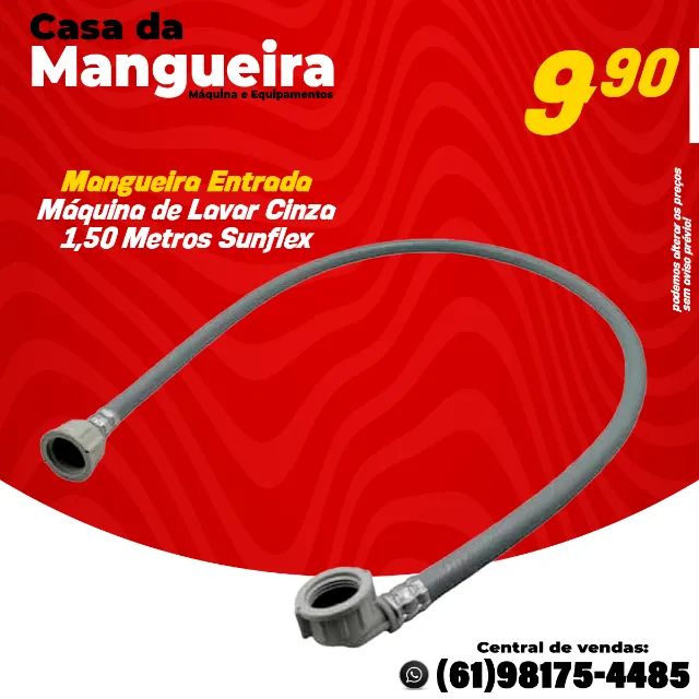 Mangueira Entrada Máquina de Lavar Cinza 1,5 Metros Sunflex