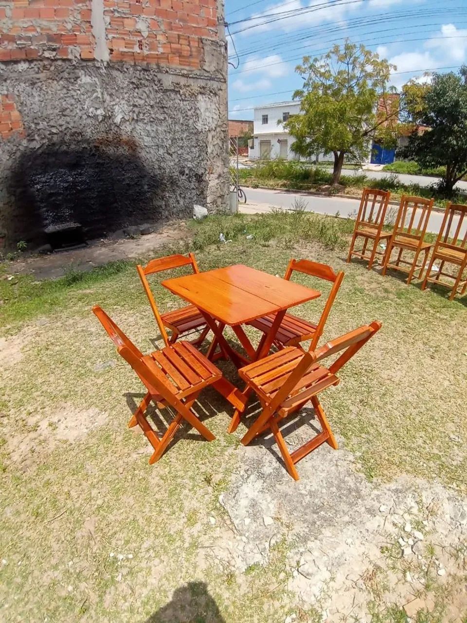 Conjuntos de mesa e cadeiras dobráveis em madeira - Foto 4