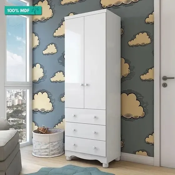 Roupeiro Infantil Junior 2 Portas Peroba, 100% MDF - (Promoção)