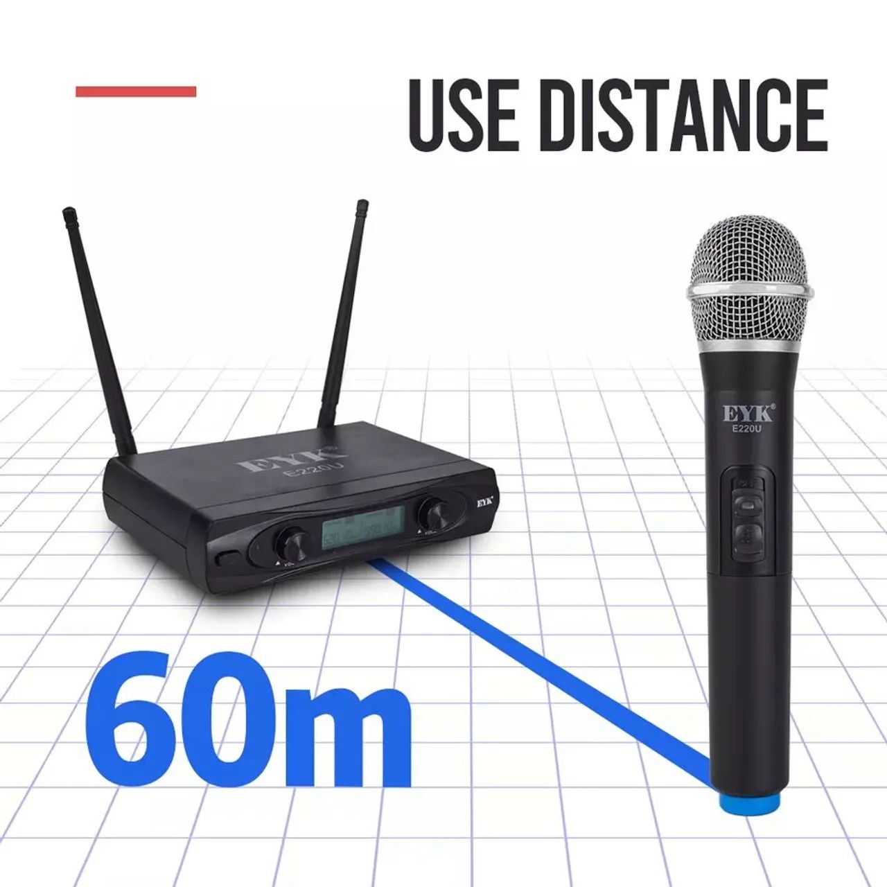 Microfone Sem Fio Duplo 2 bastões UHF - Foto 6