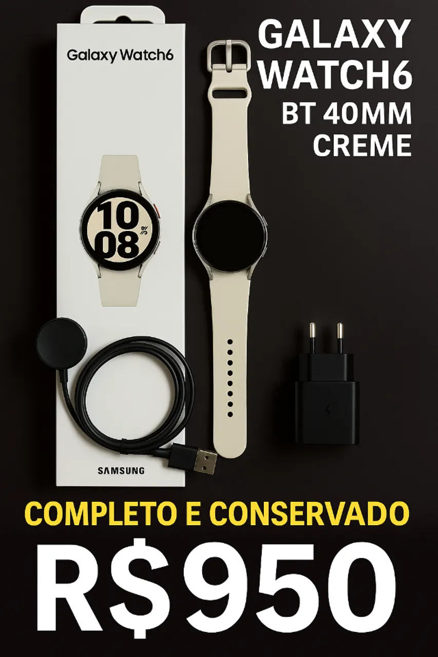 Galaxy Watch 6 BT 40mm Creme - Completo e Conservado