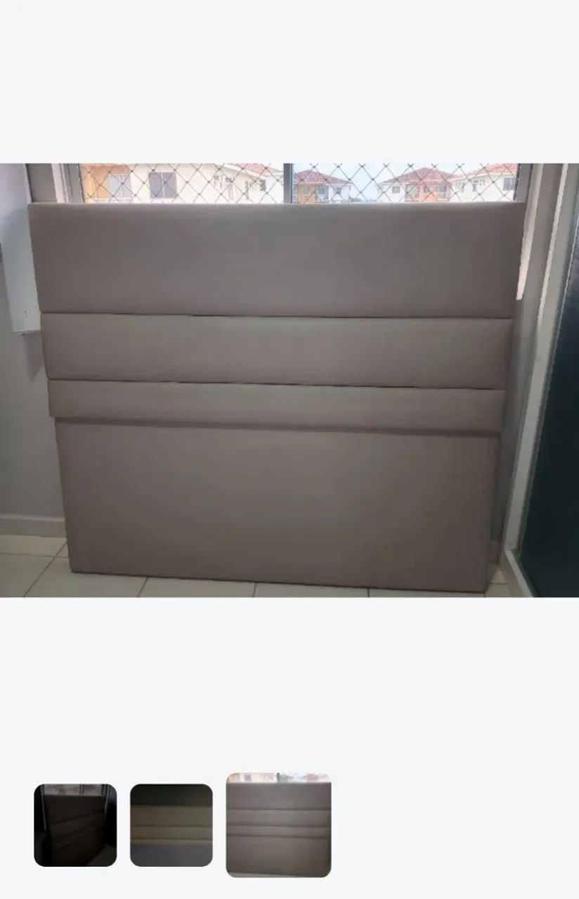 Cabeceira para cama casal na cor marfim. Toda revestida no courvin - Foto 2