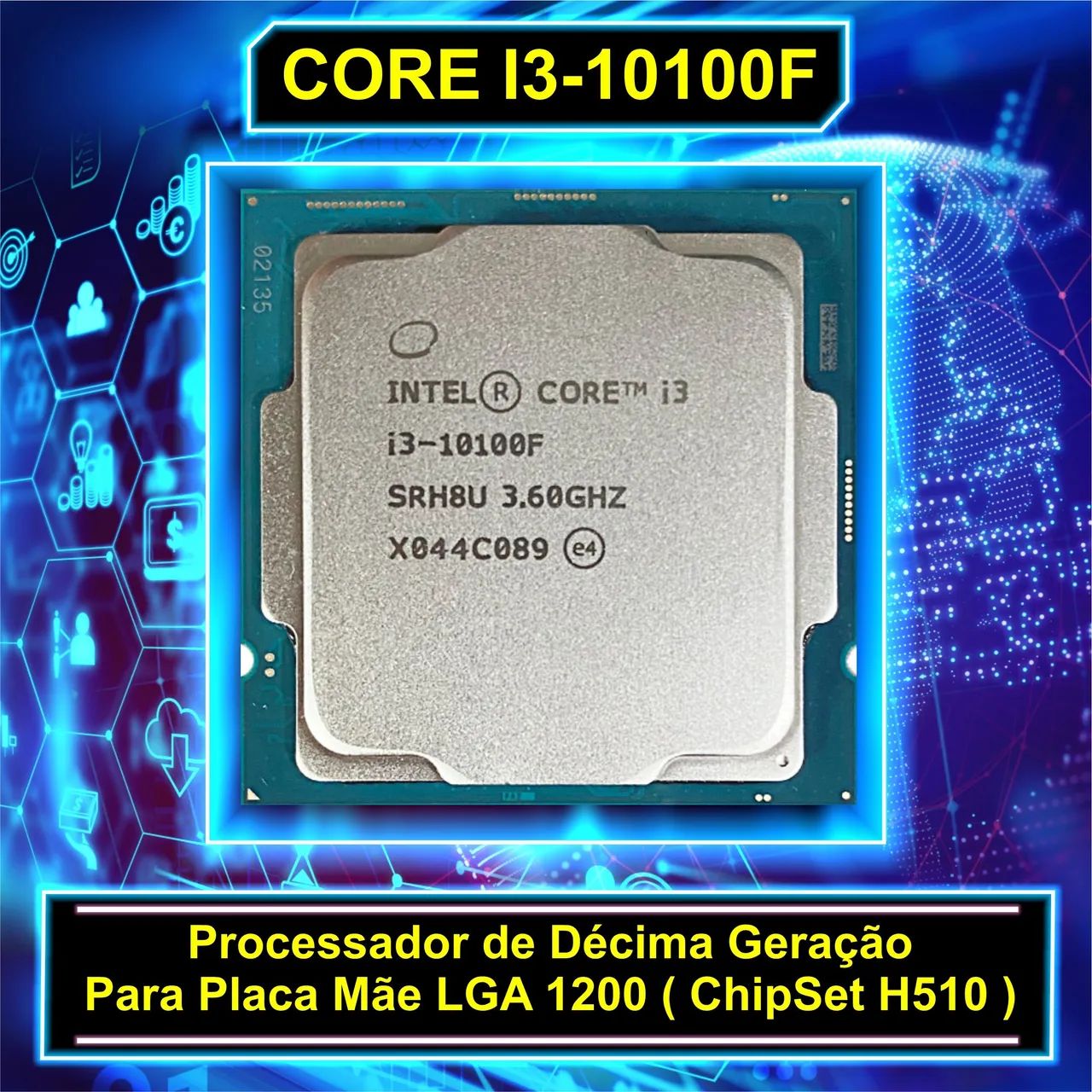 Processador Core i3 10100F 3.6Ghz LGA 1200 Sem Coler