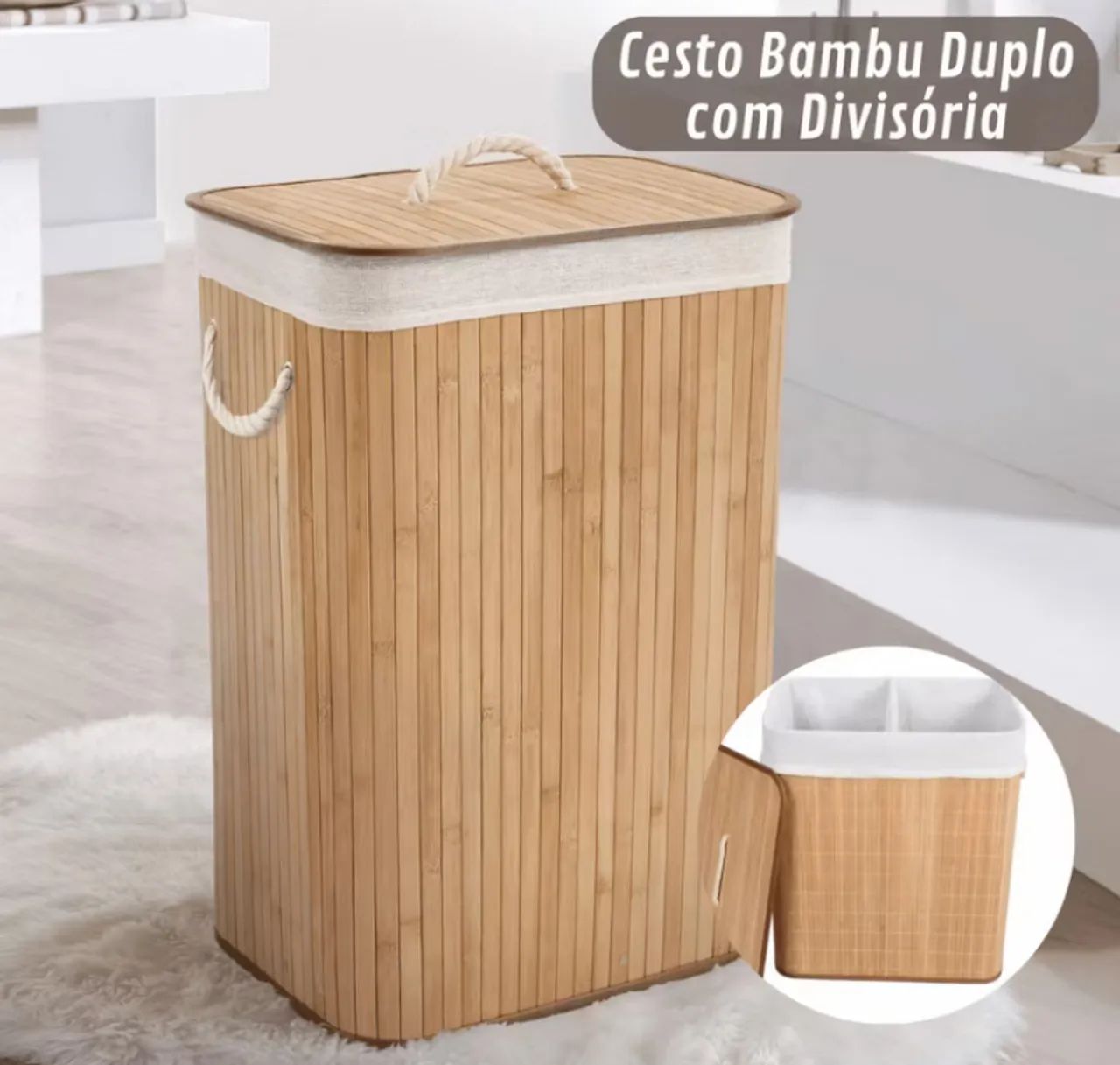 Cesto de bambu com divisória  - Foto 4