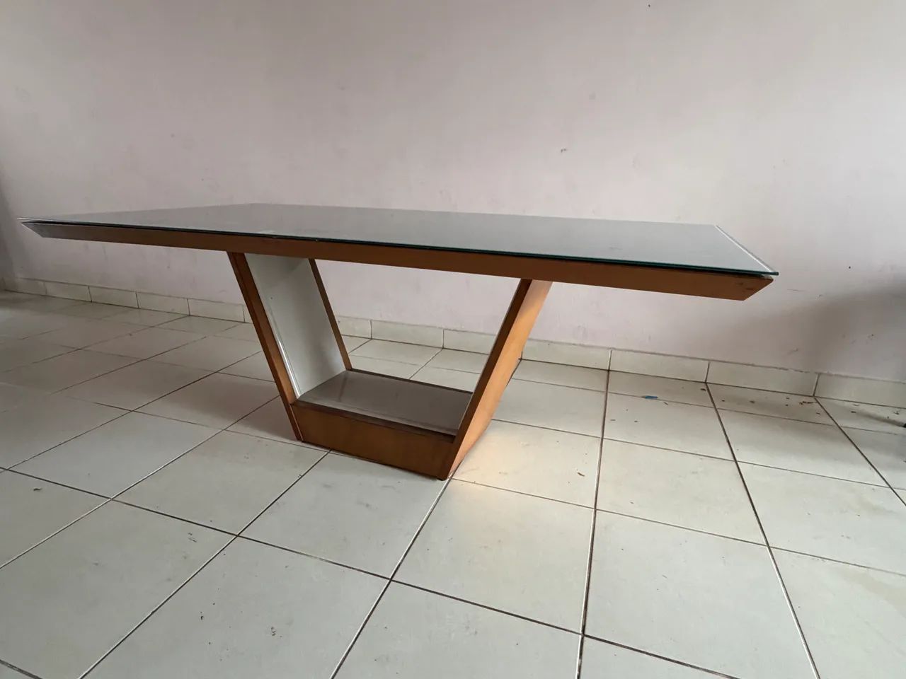 Mesa tampo de vidro pé moderno  - Foto 2
