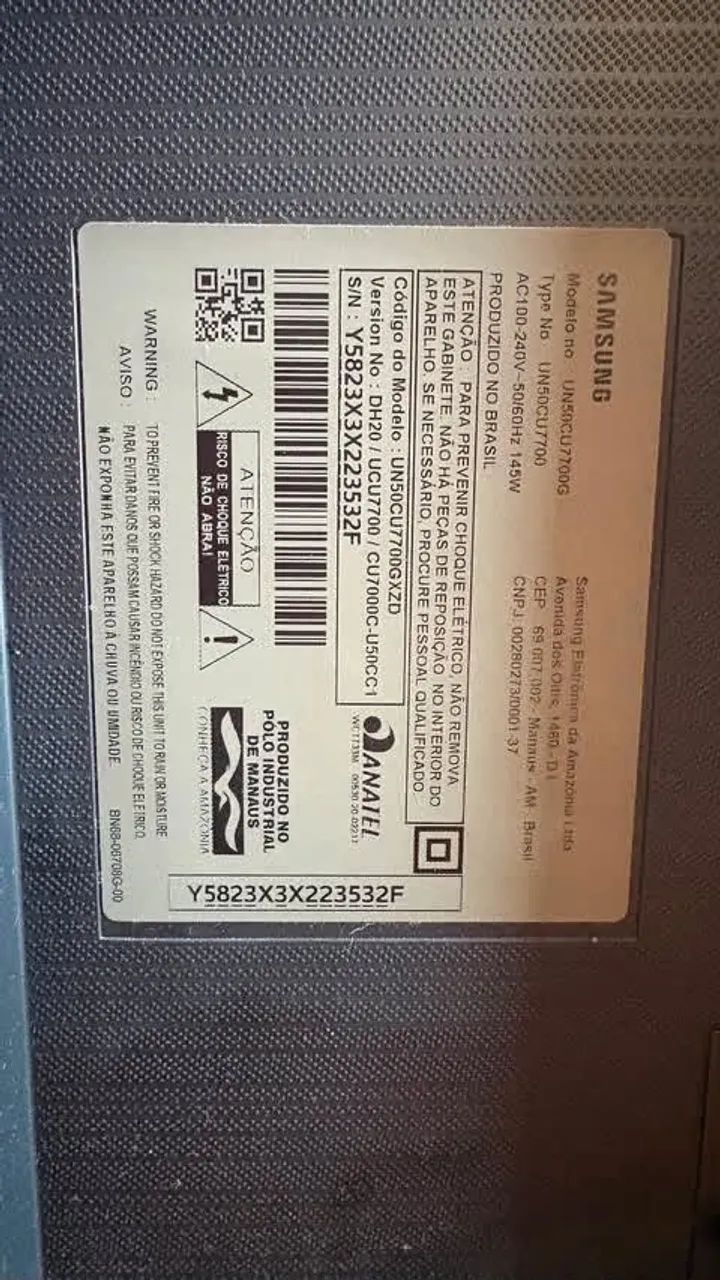TV Samsung 50" CU7700 com defeito - Foto 3