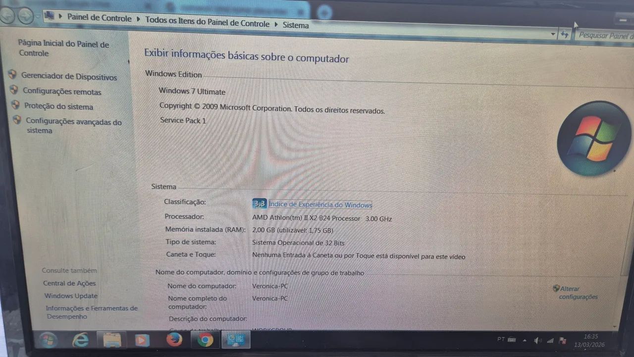 Computador AMD Athlon X2 - 2GB RAM - 256GB HDD - PLACA WIFI - LEITOR DE DVD