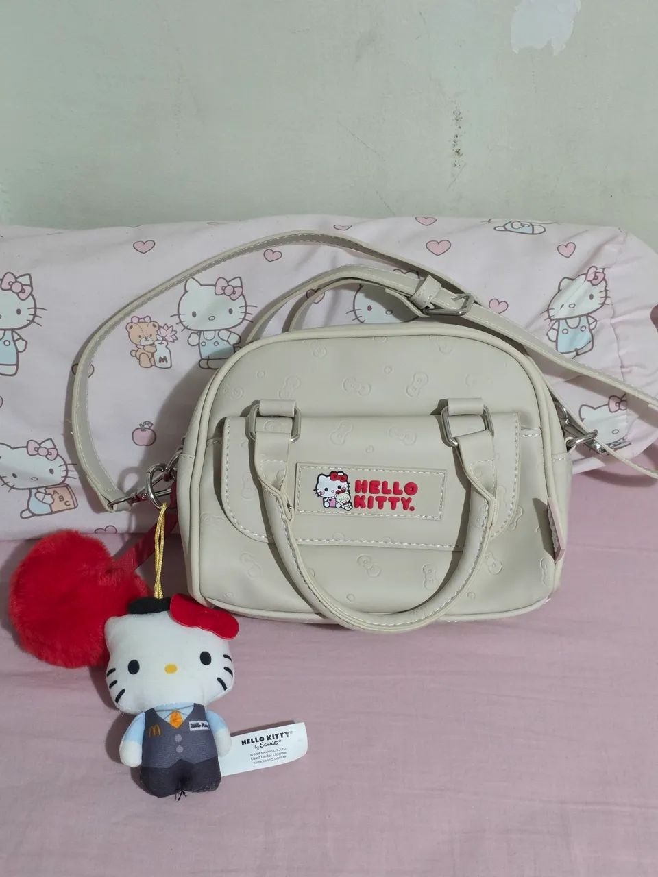 Bolsa Hello Kitty Sanrio branca fofa