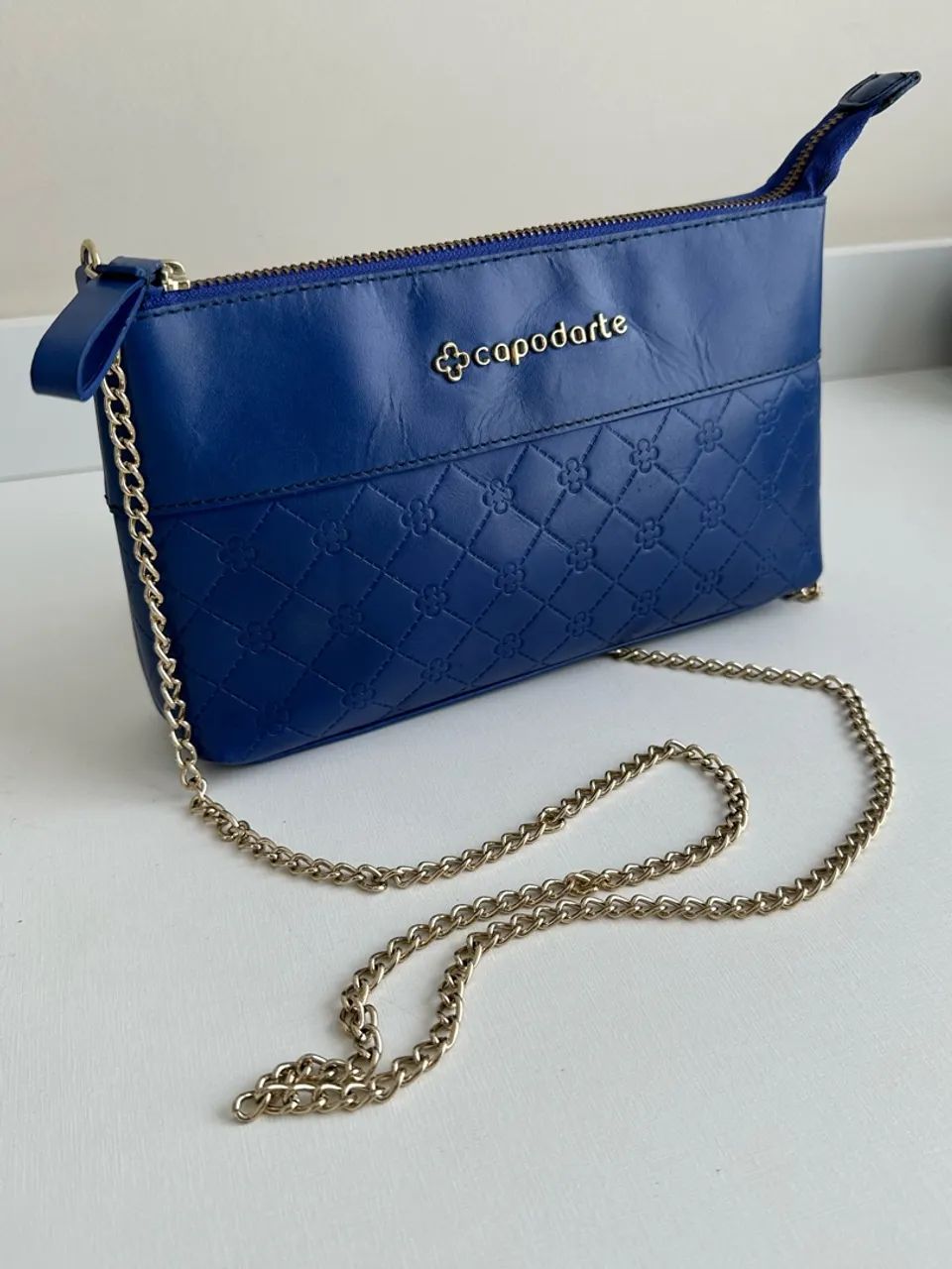 bolsa capodarte azul couro legítimo