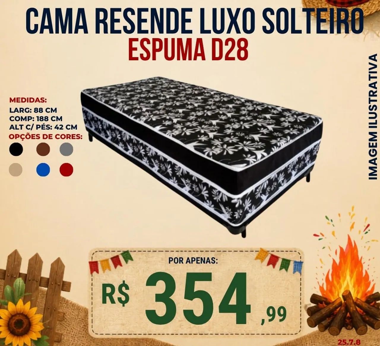 Cama Resende luxo solteiro espuma D28 