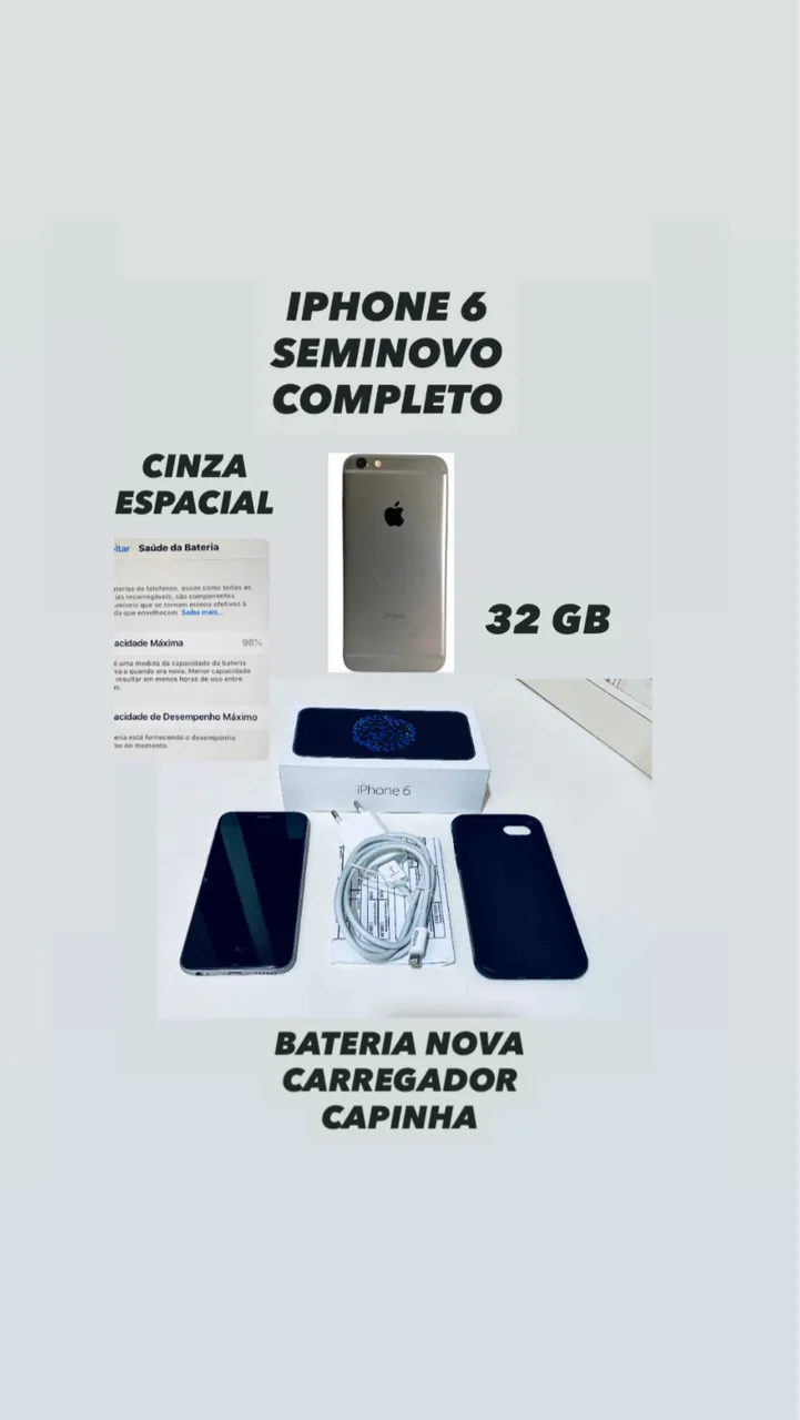 Apple iphone 6 16gb Cinza Espacial 8Mpx Tela 4.7 Retina