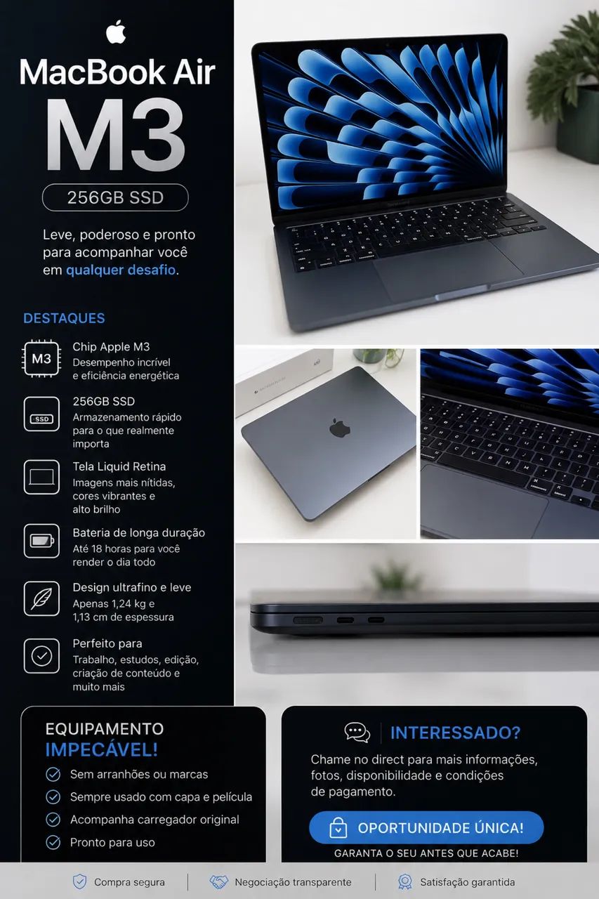 MacBook Air M3 16/256 US配列 MacBook Air M3 256 gb - Notebooks - Caminho das Árvores, Salvador