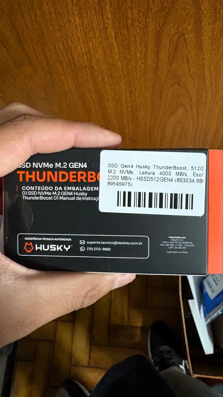 SSD Gen4 Husky ThunderBoost, 512gb, M.2 NVMe, Leitura 4000 MB/s