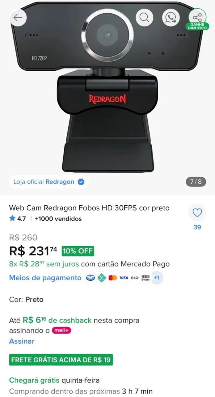 Web cam Redragon Fobos HD  - Foto 3