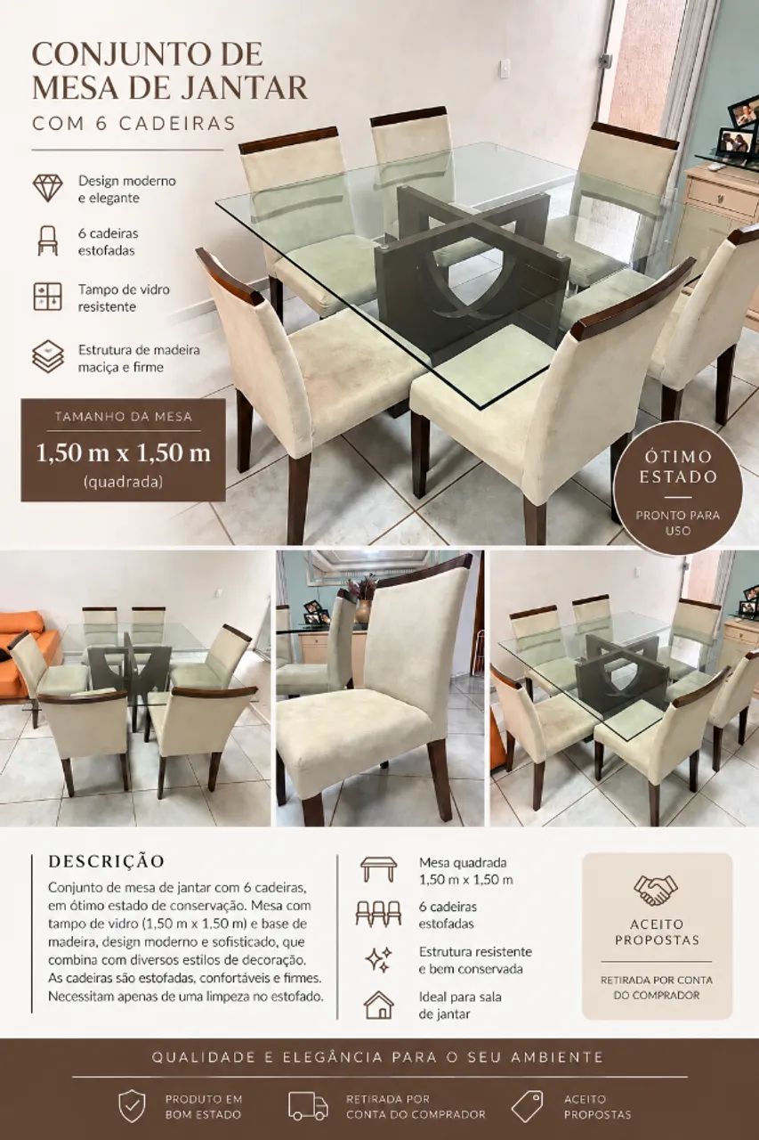 Mesa com 6 cadeiras 