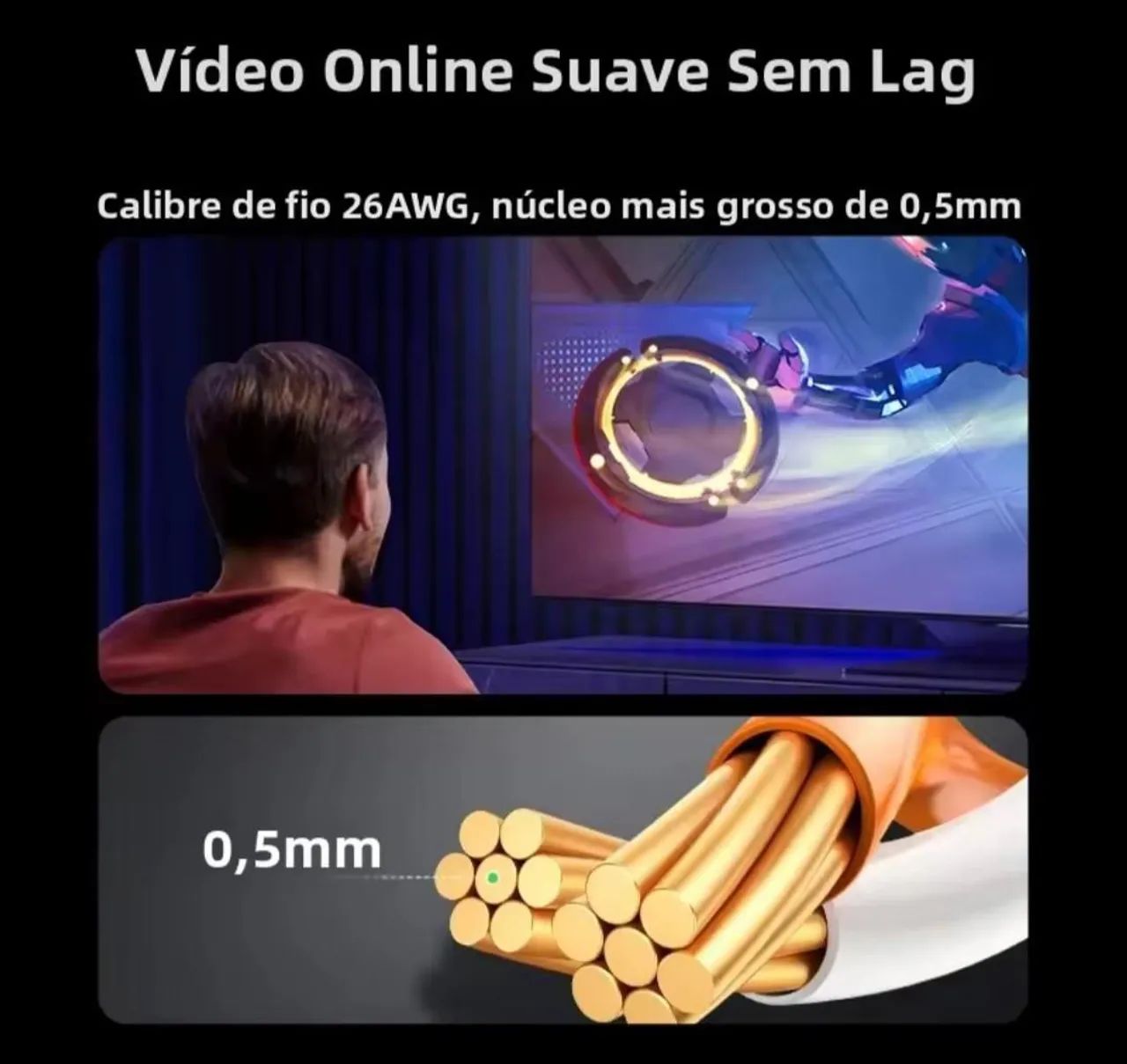 Cabo de Rede Cat6 1m Flat Ugreen Gigabit 1000Mbps Ethernet - Foto 4