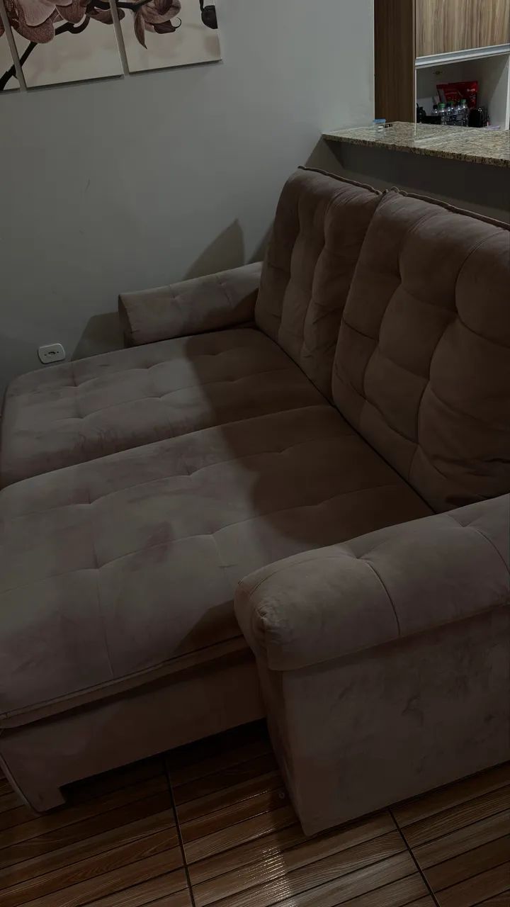 Sofá Suede rosa - Marca: Santo Sofá - 2.30largura - Foto 2