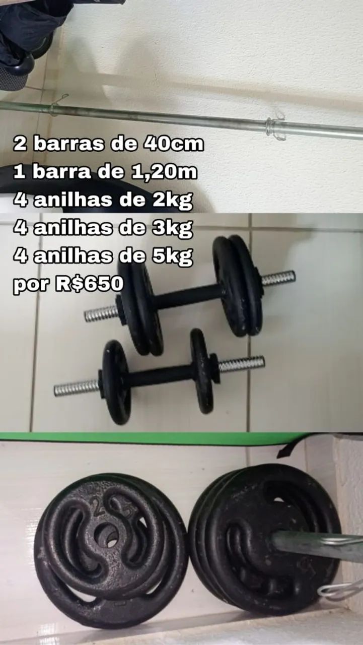 Barra com anilhas e peso