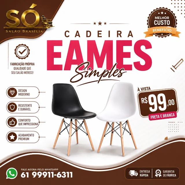 CADEIRA EAMES SIMPLES - DESIGN, CONFORTO E QUALIDADE