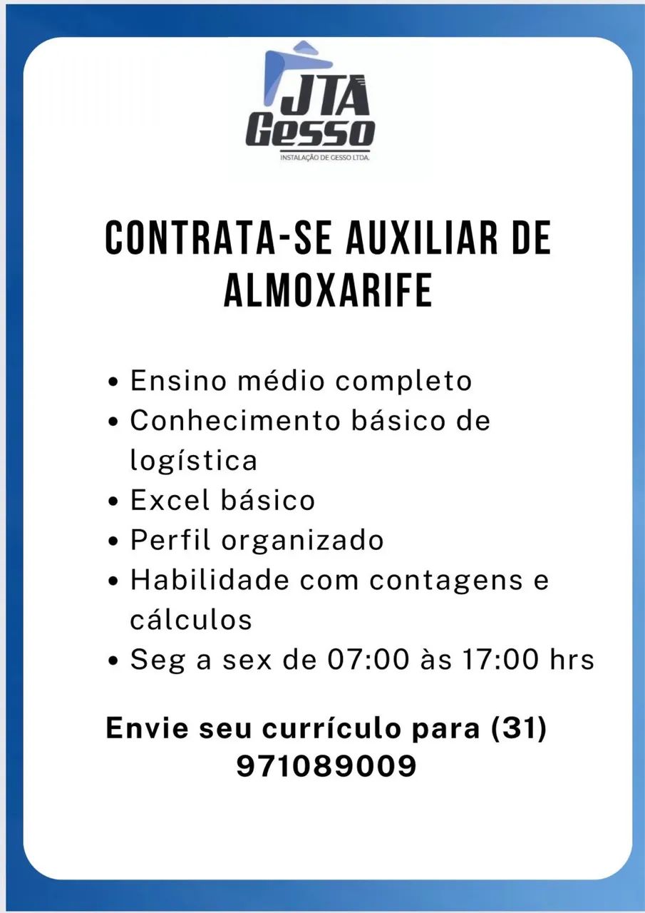 Auxiliar de almoxarifado 