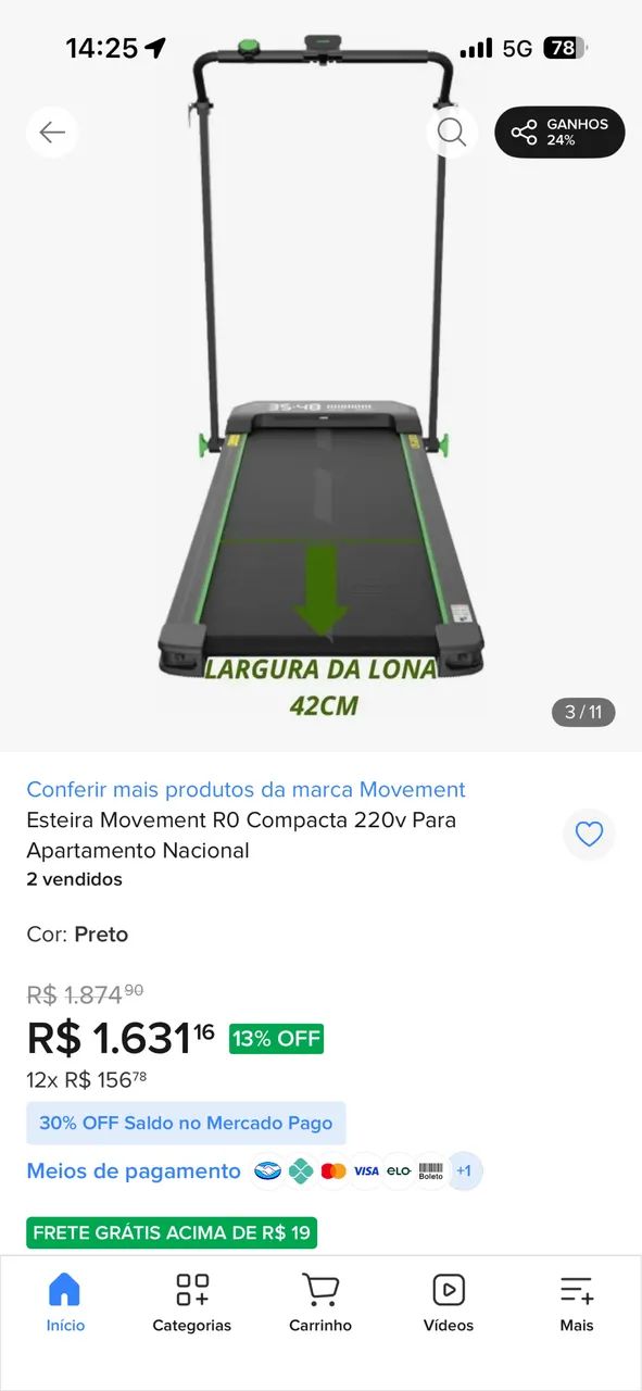 Esteira ergométrica Movement R0 Compacta - Foto 3