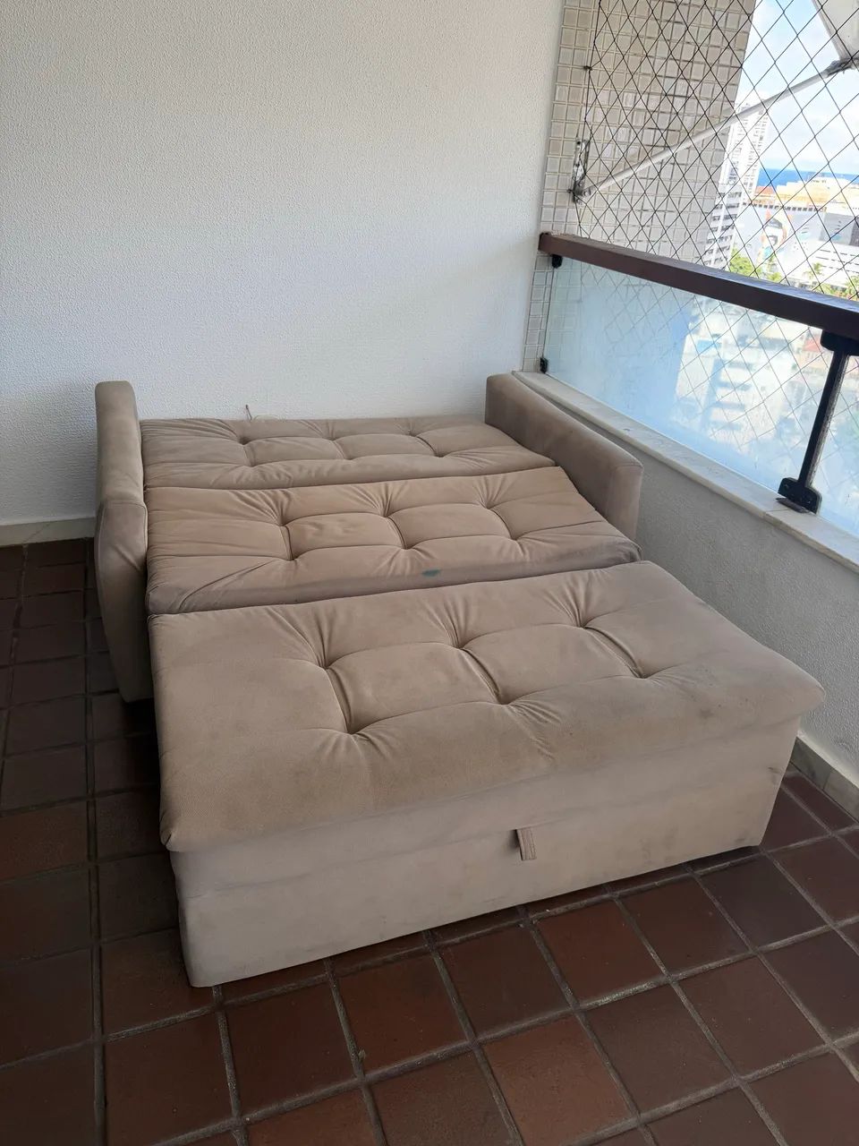 Sofá-Cama 2 Lugares Retrátil/Reclinável Bege - Foto 3
