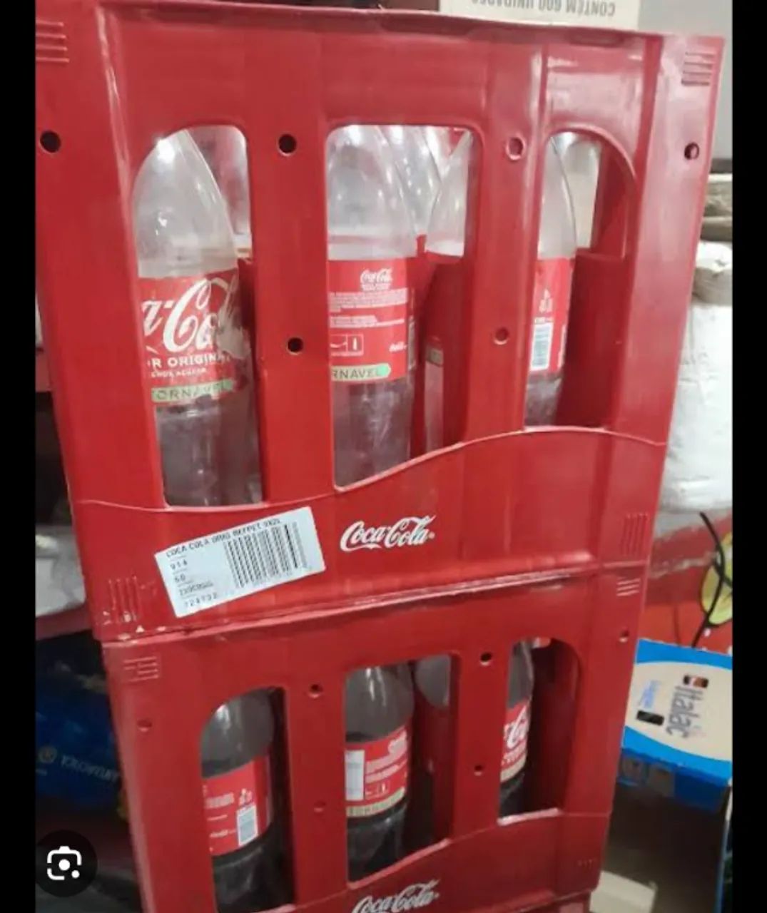 Vasilhame de Coca cola retornável vazio, com caixa 