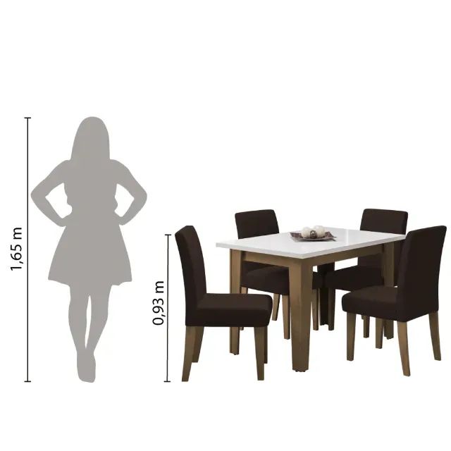 Conjunto Mesa de Jantar Tok com 4 Cadeiras na cor Marrom  - Foto 2