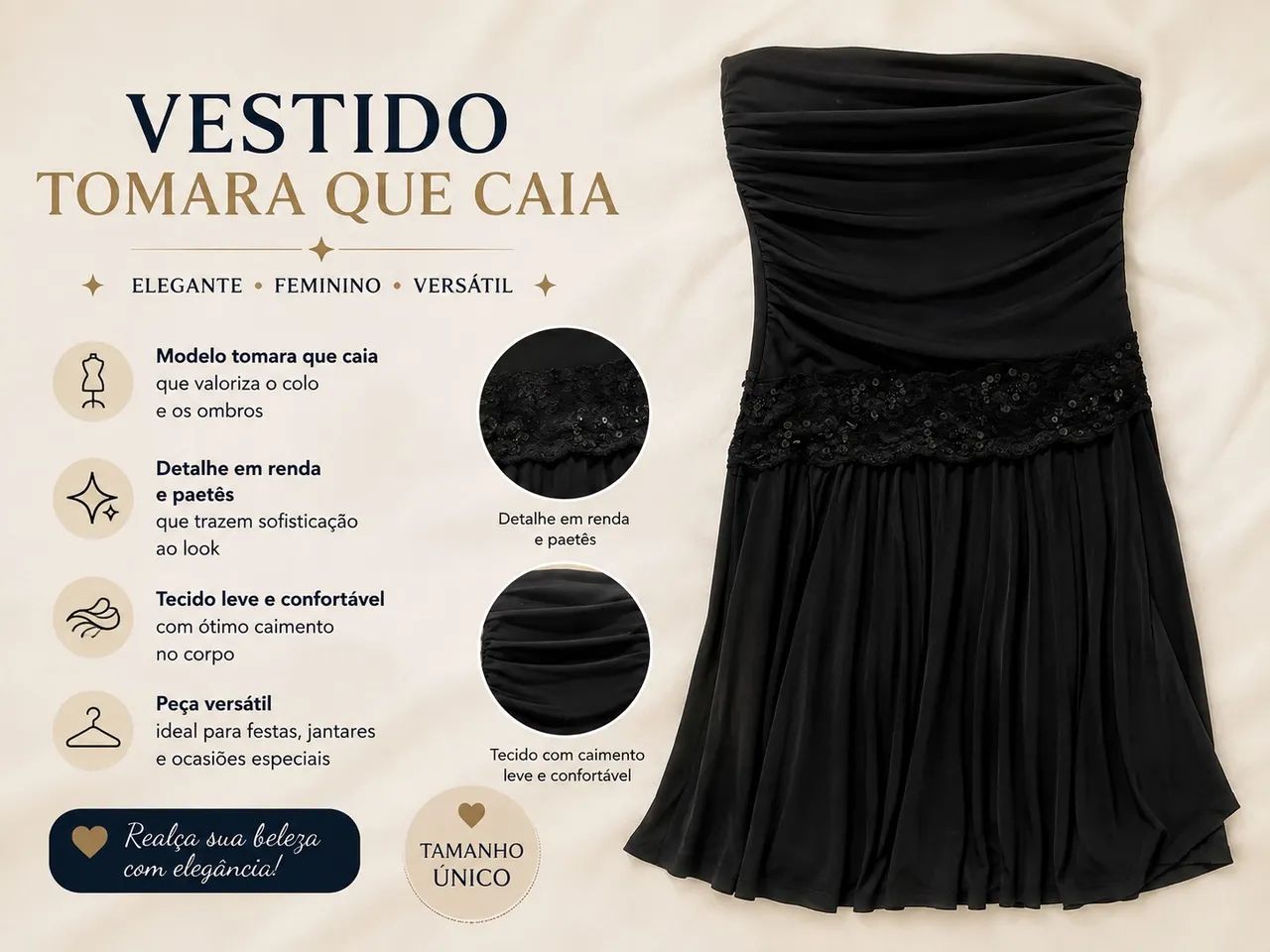 Vestido feminino tomara que caia