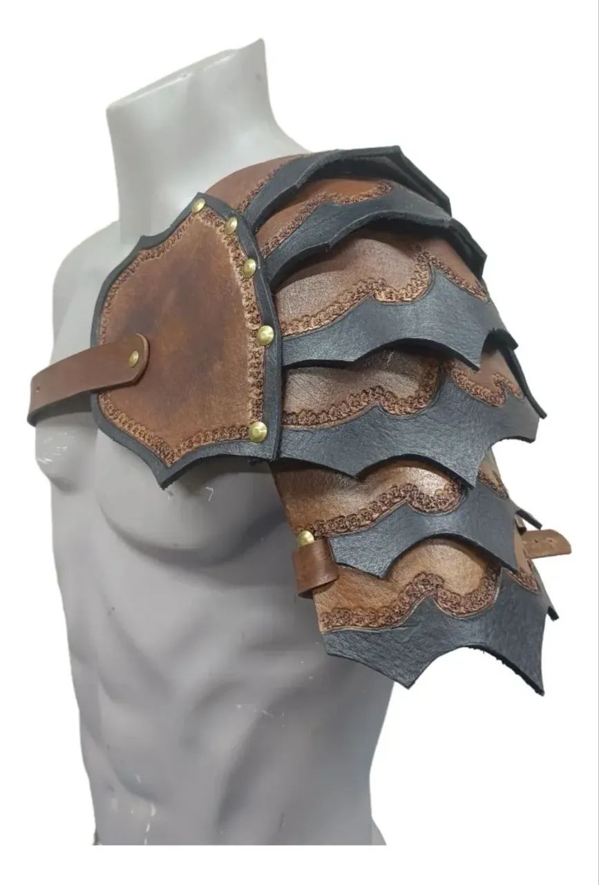 Ombreiras Medieval - Armadura em Couro Legítimo. steampunk - Foto 3