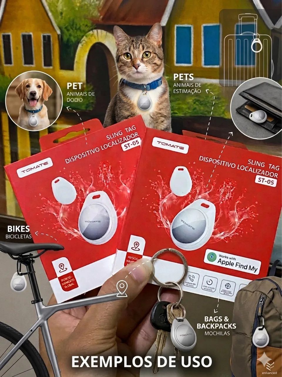 Air Tag Inteligente Tomate Localizador Bluetooth Para Chaves e Bolsa