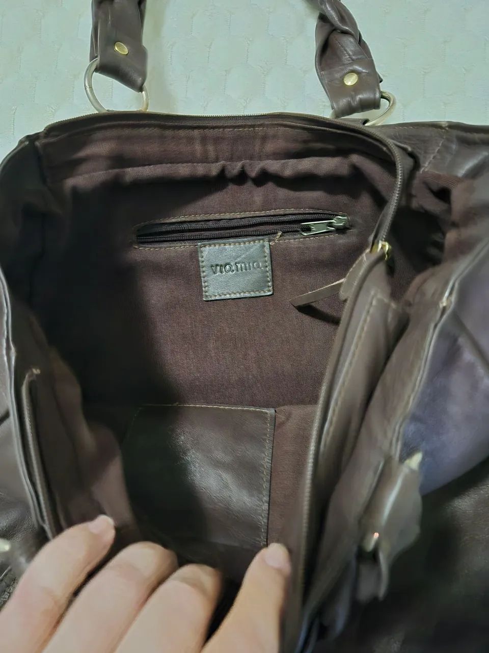 Bolsa grande em couro Via Mia - Foto 5
