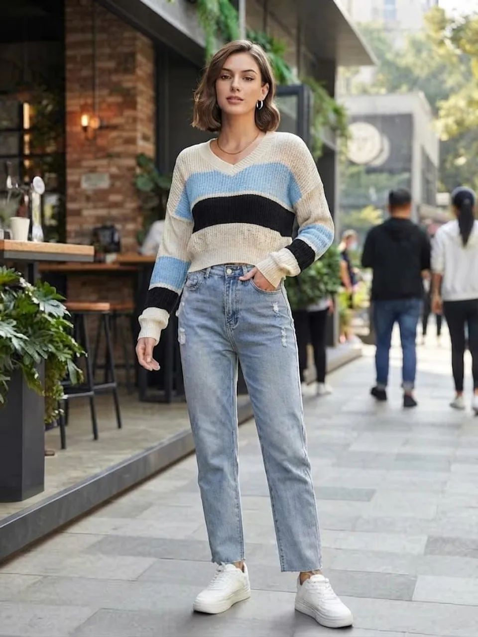 Blusa semi cropped P/M tricô