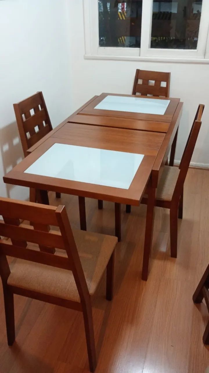 Conjunto Mesa de Jantar Extensível Retangular com 4 Cadeiras - Foto 2