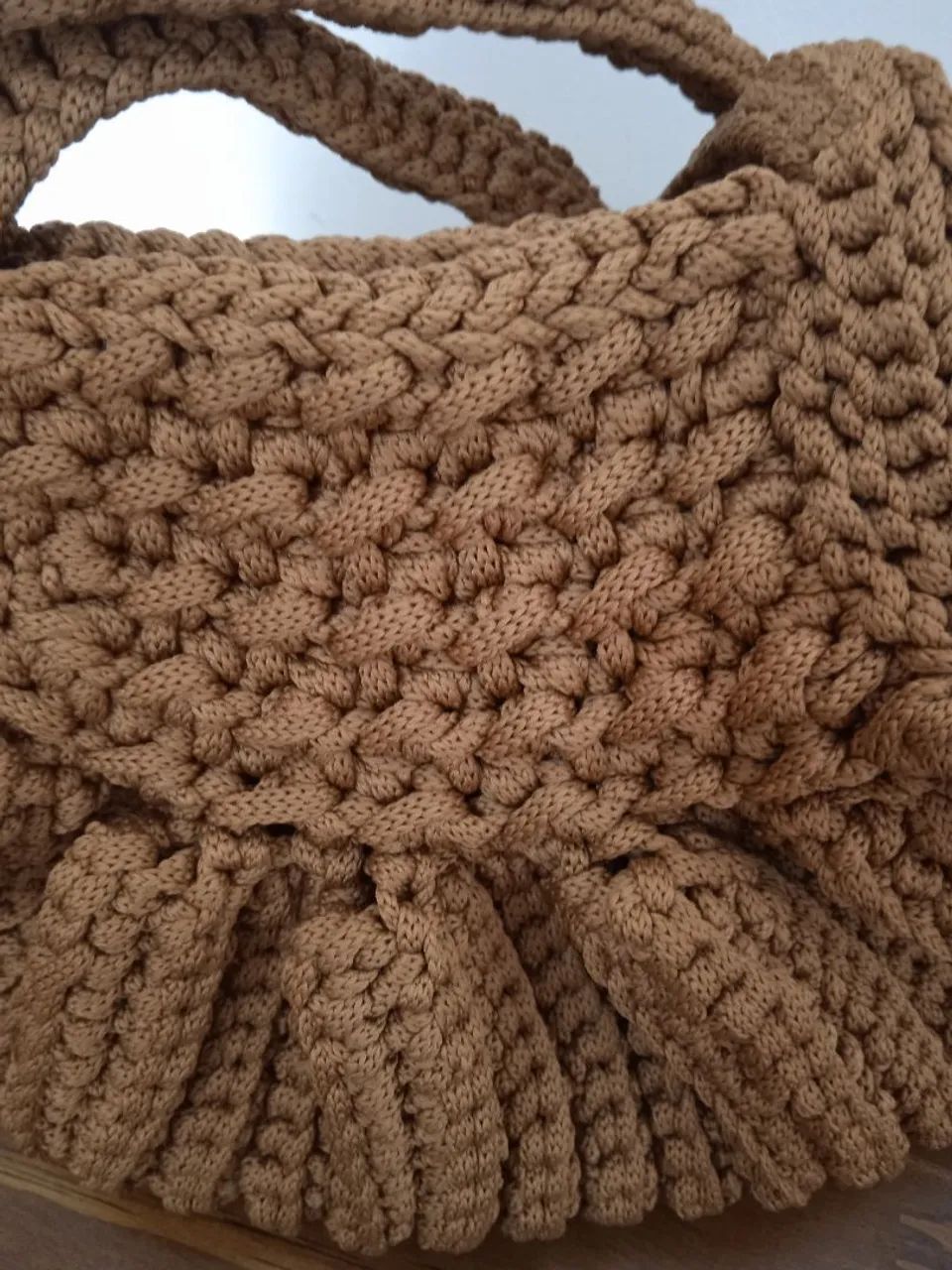 Bolsa em croche artesanal caramelo - Foto 5