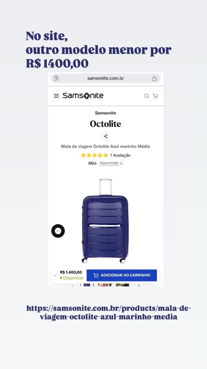 MALA DE VIAGEM - SAMSONITE - NOVA.  - Foto 2