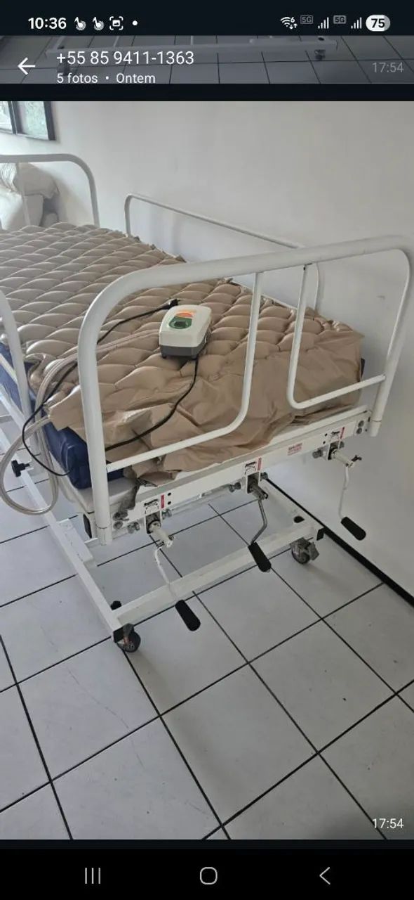Cama hospitalar 3 manivelas 2 colchoes nova