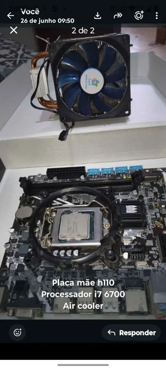 Kit processador I76700 placa mãe ddr4 lga1151 e Air culler